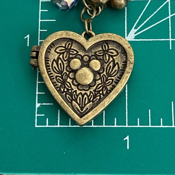 Vintage Disney Hidden Mickey Mouse Heart Locket Necklace Disneyana 30" Gold Tone - Picture 11 of 11